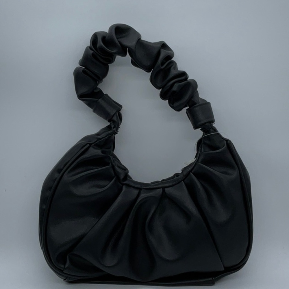 Forever 21 black faux leather with ruched handle